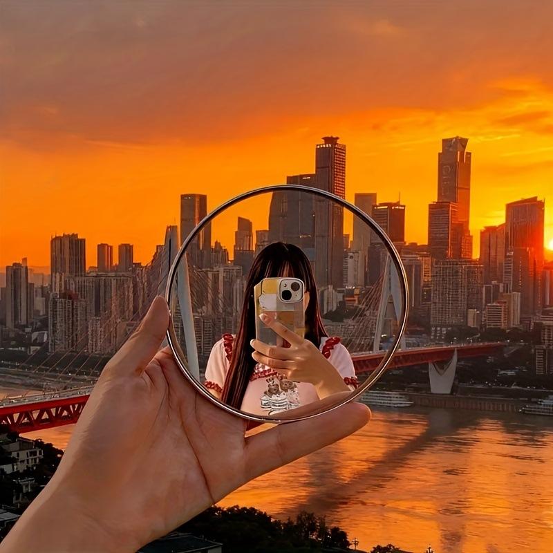 Runder konvexer Spiegel Tragbarer Handspiegel für Reisen, Taschenfreundlich, Selfie-Foto-Requisite für