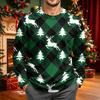 Men's Corduroy Long Sleeve Neck Shirt with Christmas Print Holiday Party Top