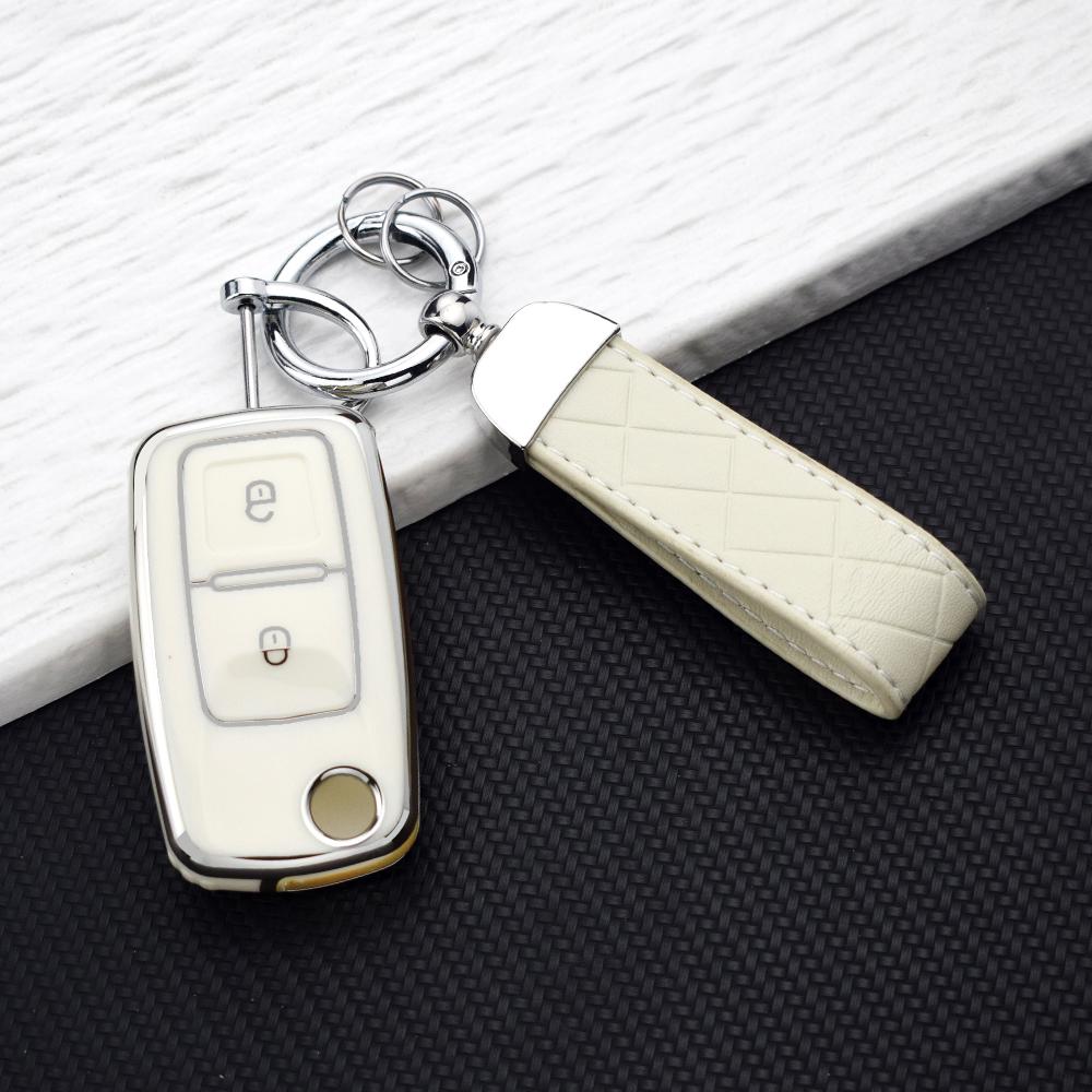 Tpu Car Key Case For Volkswagen Vw Polo Golf Passat Tiguan Beetle Caddy 2/3 Buttons Key Cover For Skoda Octavia Seat Leon Altea
