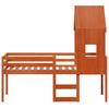 High Bed with Roof Wax Brown 90x200 cm Solid Pine Wood