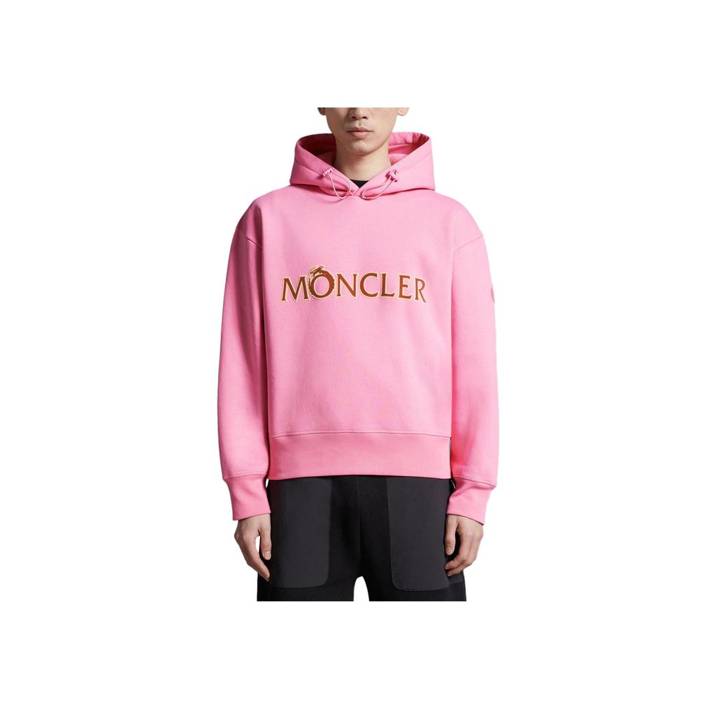 Moncler SS24 Dragon Year Collection Dragon Logo Cotton Fleece Hoodie Men hoodies Pink J10918G00025899RB528