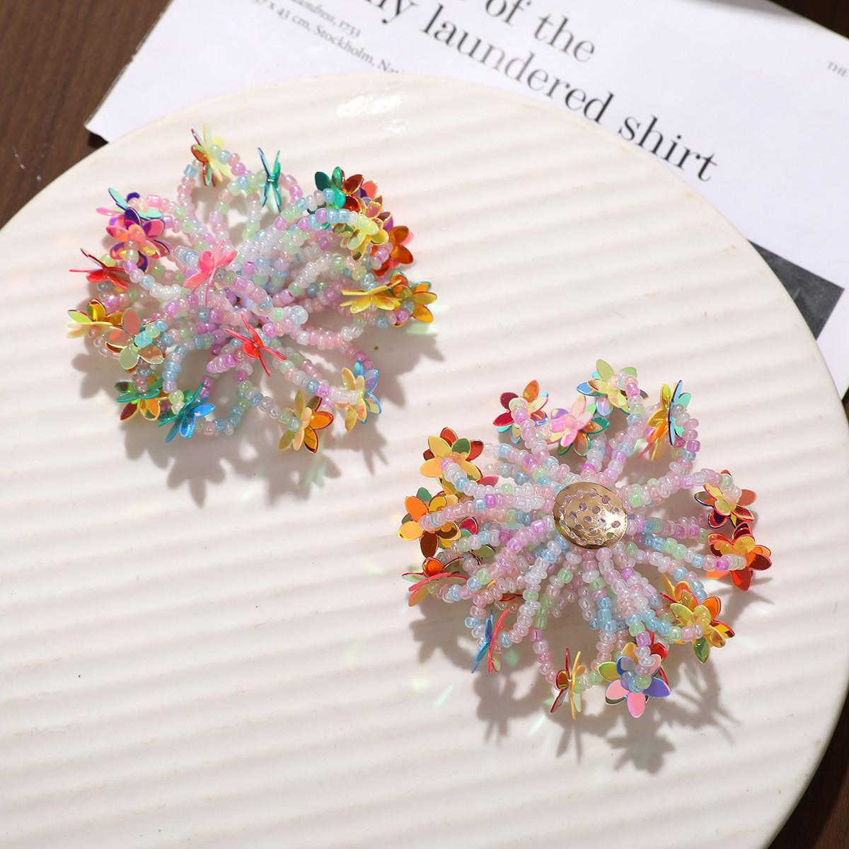 Dopamine Tassel Flower Beaded Earrings & Shoe Buckles