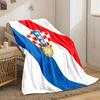 A Shield with Red-white Checkerboard, "HNS," and a Golden Soccer Ball Motif. for All Seasons Blanket Lunch Break Throw Gift