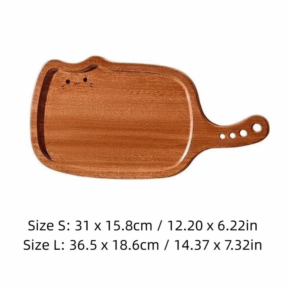 Solid Wood Ebony Wood Cutting Board Thickened Kitty Shape Steak Tray Fruit Chopping Board Kitchen