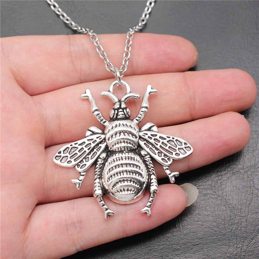 Dragonfly Butterfly Bees Garden Insect Pendant Antique Bronze Metal Boys Collar Necklace Hot Sale