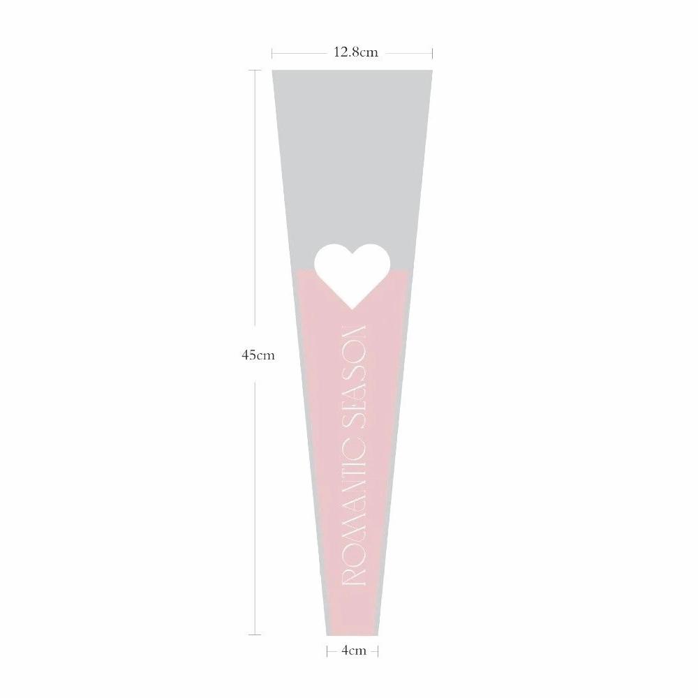 

50pcs Love Heart Flower Wrapping Bag Single Flower Bouquet Flower Packaging Bag Transparent Plastic Rose Packing Sleeve Bag 45x12.8x4cm рожевий