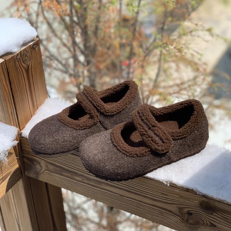 

Шерсть~ шерстяные туфли Мэри Джейн женские с внутренней высотой каблука в см шерстяные туфли теплые хлопковые туфли на липучке бархатные балетки 40