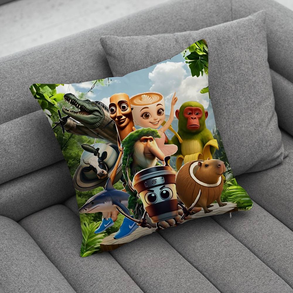 Art BBrainrot TTralalero Creative patterned pillowcases for interior decoration office living room home