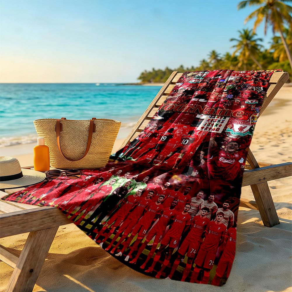 Liverpool Personalized Text Beach Towel High Absorbency & Quick-Dry Ideal for Travel Outdoor Swim Pool Yoga Surf Camping Hiking Gym Gift Holiday