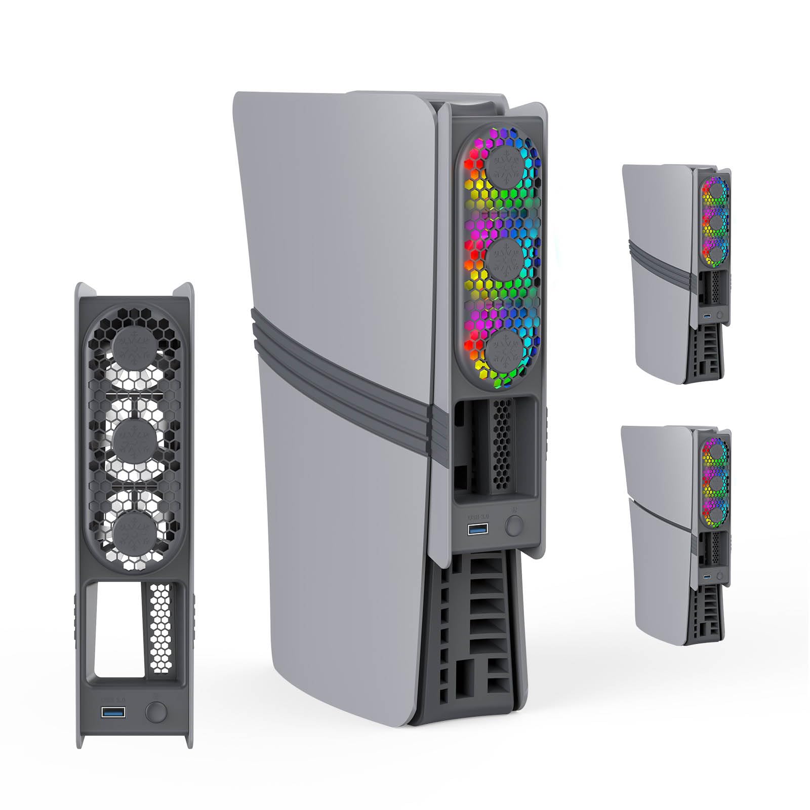 

XBERSTAR PS5 Pro Cooling Fan for PS5 Pro/PS5 Slim Controller, Cooling Fan Stand, Rear Fan with RGB Colorful Lights, Cooling Accessories