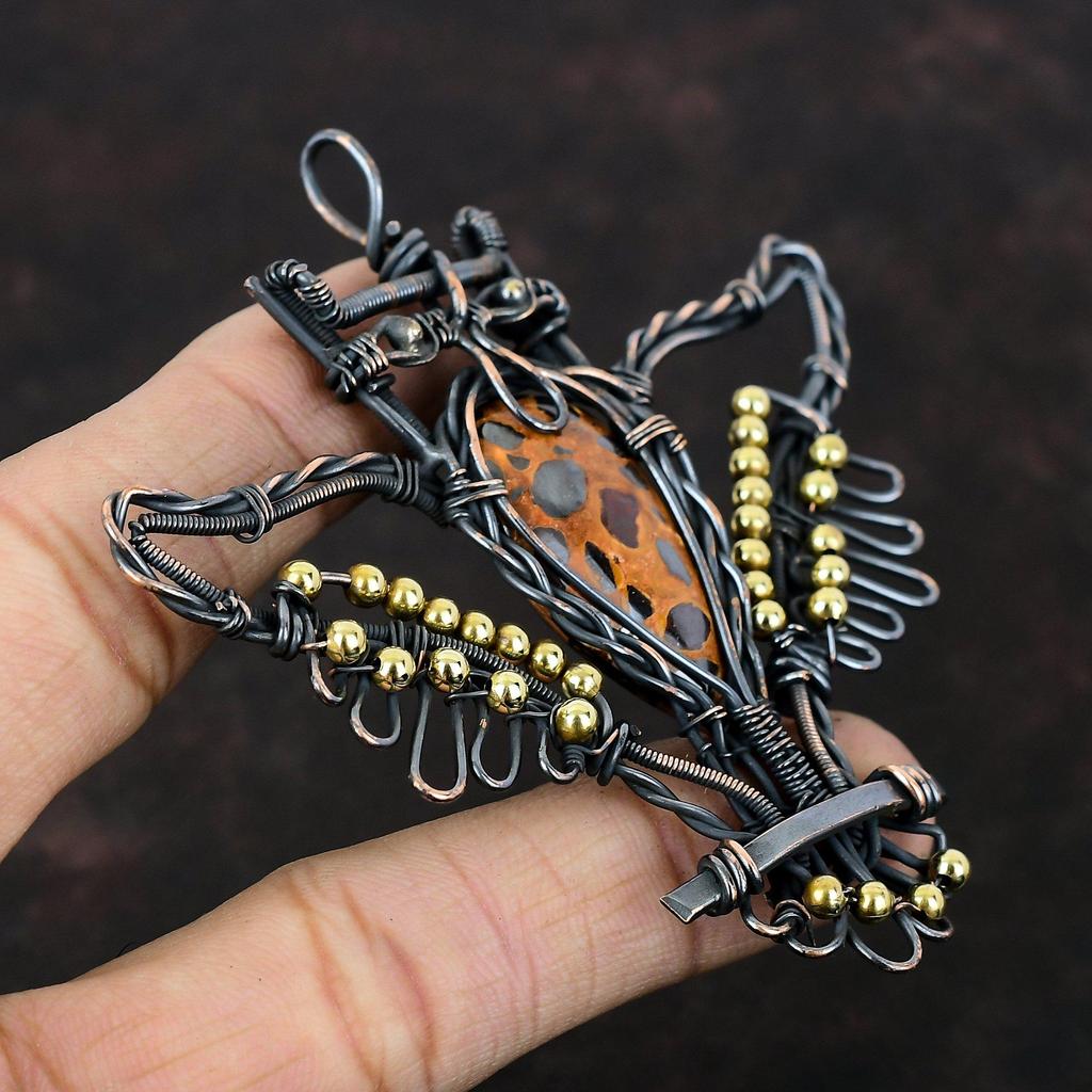 Bauxite Pendant Copper Wire Wrapped Pendant Owl Jewelry Handmade Gemstone Pendant Copper Designer Jewelry Anniversary Gift Stylish Pendants