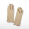 German Velvet Gloves Solid Color Driving And Riding Warm Finger Gloves Women Can Touch The Screen Student Cold-Proof Gloves