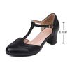 Fashion Women Shoes 2025 High Heels Spring Mary Jane Low Heel Shoes Ladies Buckle Round Head Shoes Pink Blue Black Large Size 34-43
