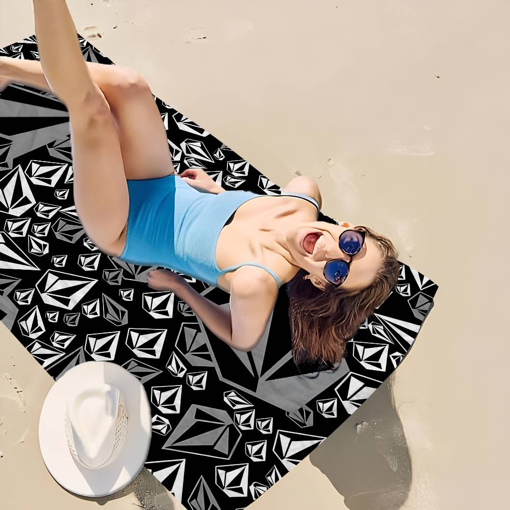 V-Volcom LOGO Coperta alla Moda in Microfibra Asciugatura Rapida Teli da Spiaggia Stampa Oversize Super Assorbente Coperta Telo Piscina