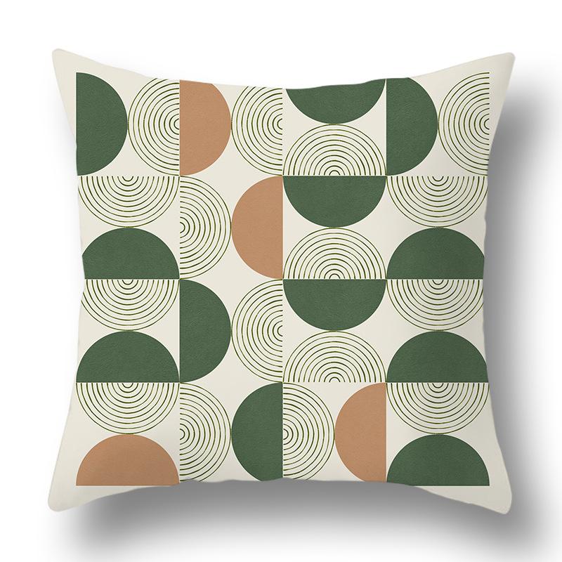 Nordic Abstract Green Geometric Pillowcase Flower Print Home Petal Velvet Pillow Cushion Cover