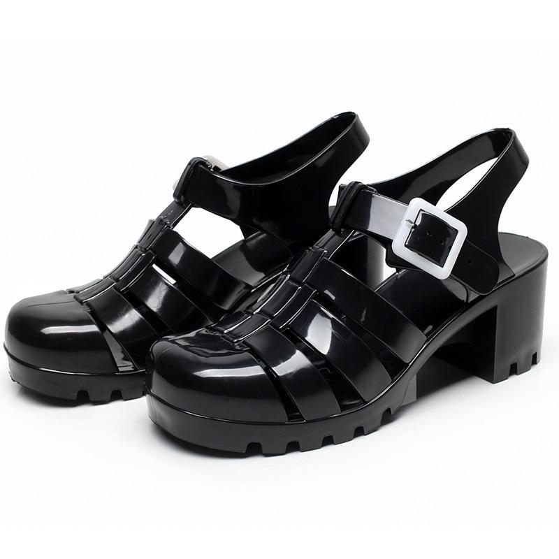 2025 Summer Women New Sandals Transparent High Heels Platform Sandal Women Casual Jelly Shoes Lady Square Bling Strappy Sandals
