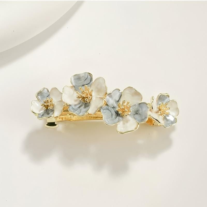 Exquisite Design Sense Flower Vertical Hair Clip, Women's Flower One-line Clip, Elegant Hair Clip At The Back of The Head