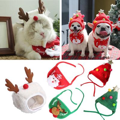 Pet Christmas Festive Hats Cat Dog Puppy Scarf Elk Xmas Tree Hat Costume Cap