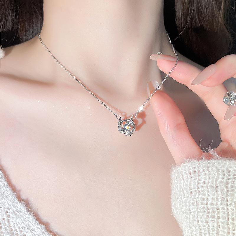 Original Symphony Butterfly Necklace Women's Light Luxury Niche Zircon Planet Stainless Steel Clavicle Chain