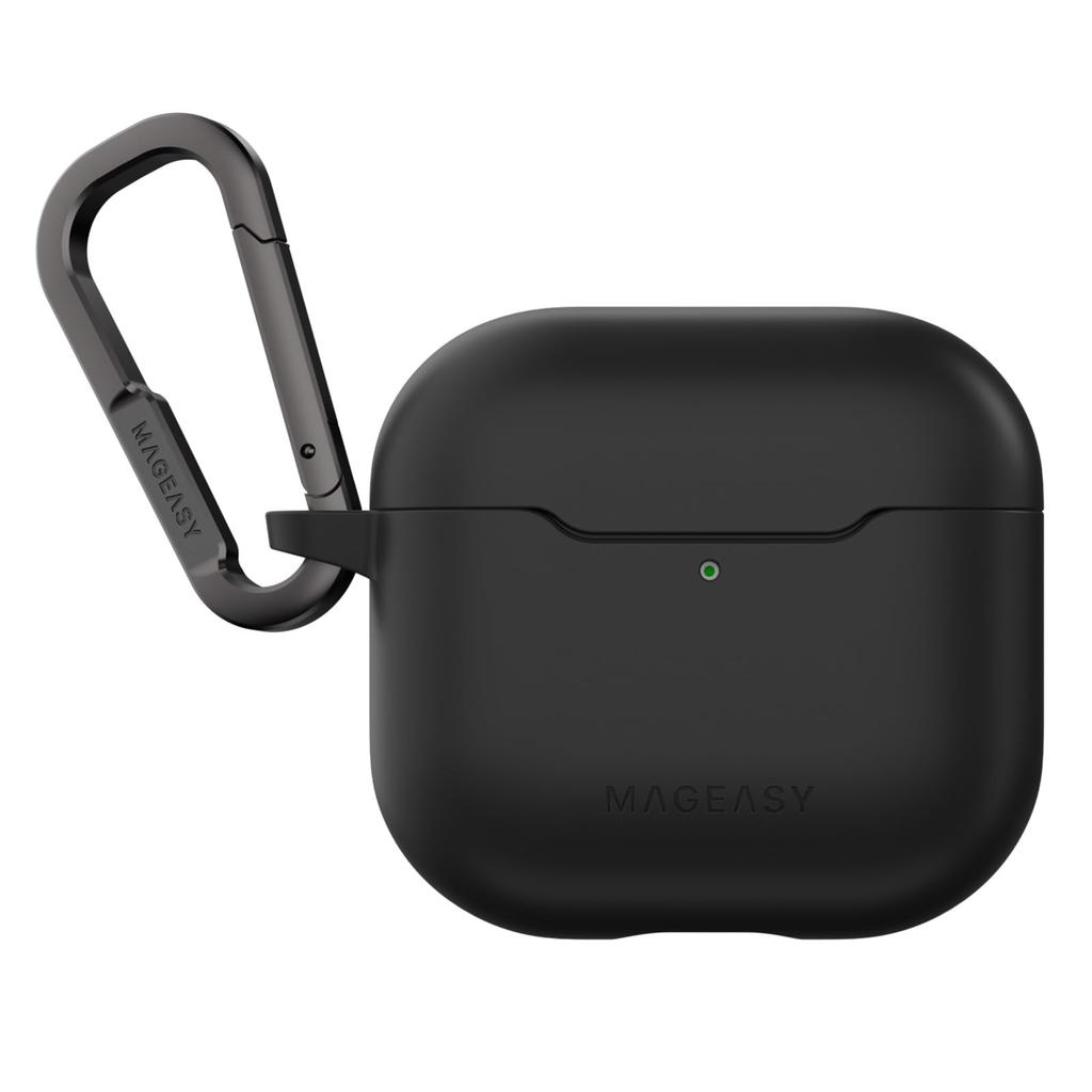 AirPods 4 Carabiner Included Wireless Charging Compatible AirPods Case Airpots 4 4th Generation Case SKIN Black [MagEasy] Case, Shockproof,