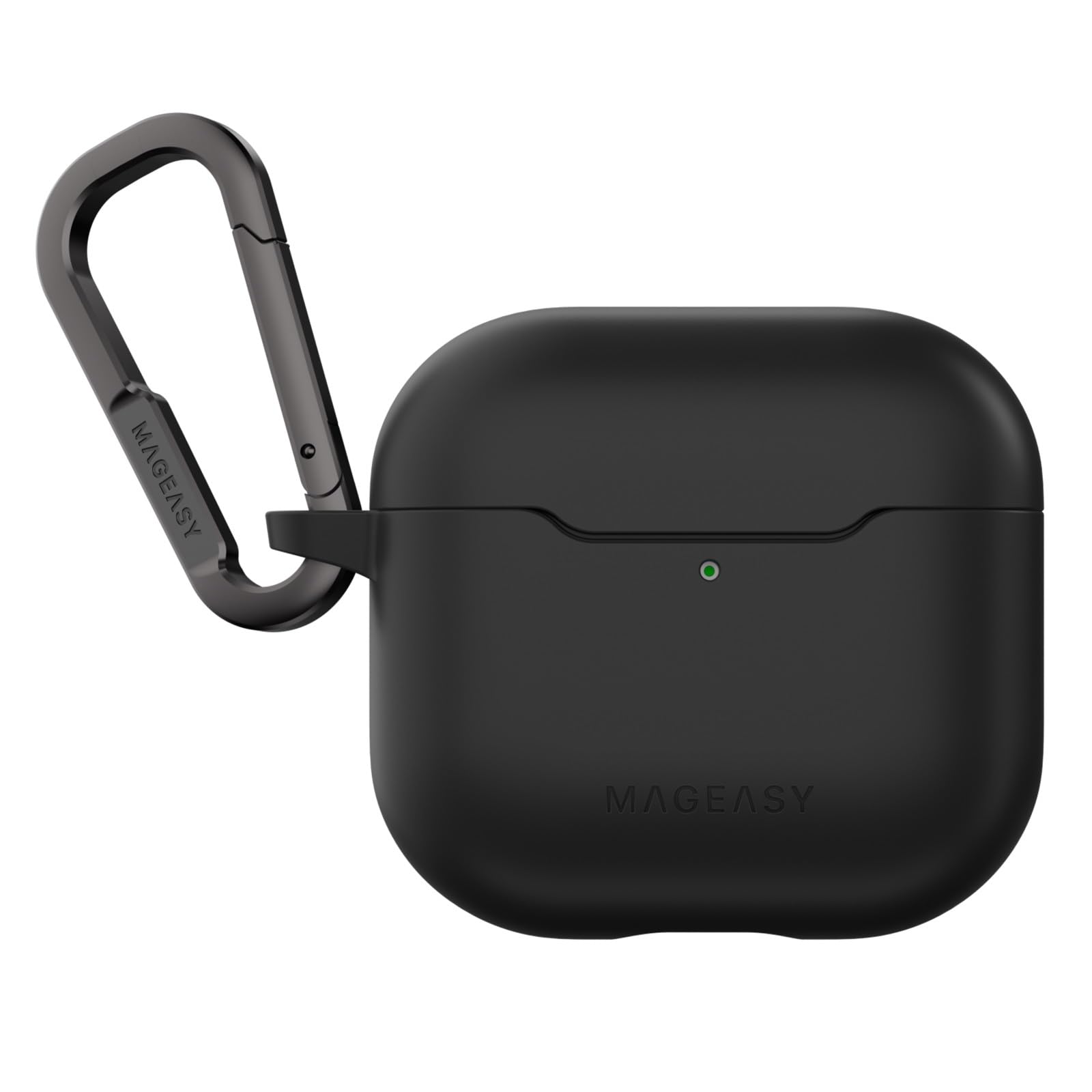 

AirPods 4 Карабин в комплекте Совместимый с беспроводной зарядкой Чехол для AirPods Airpots 4 4-го поколения СКИН Черный [MagEasy] Чехол, Ударопрочный, чёрный