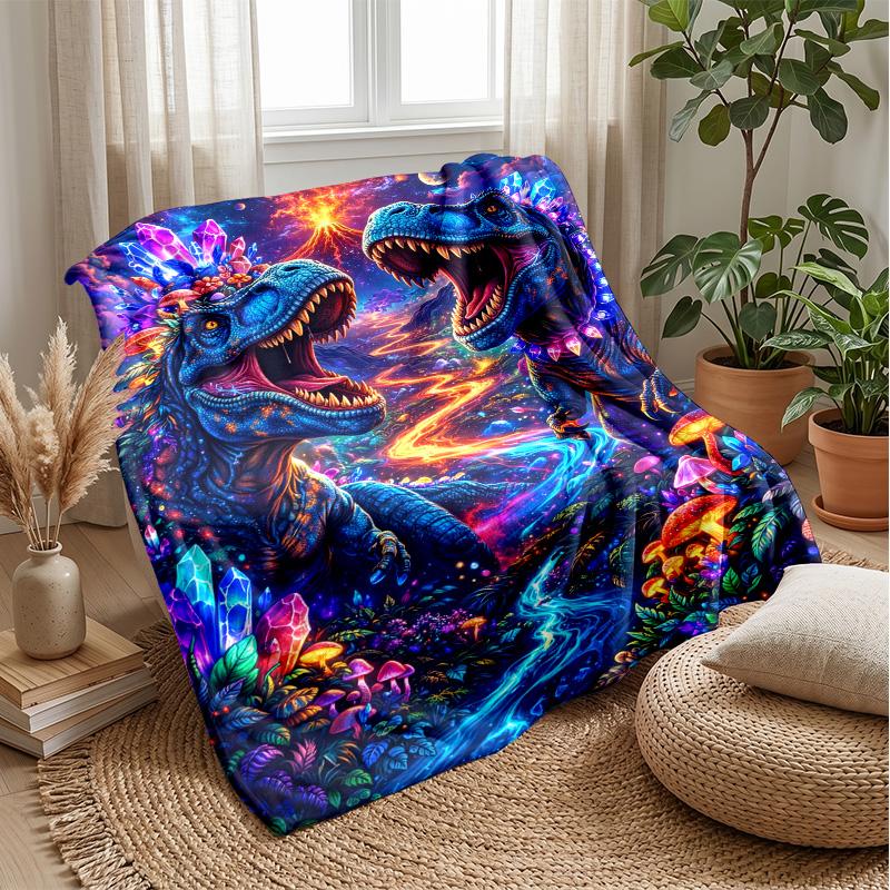 Fantasy Dinosaur World Theme Blanket Lightweight Warm Flannel Blanket Decorative Throw Blanket for Home Decoration