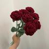 2 Stück Moderne Eleganz Simulationsblume Heimdekoration Esstisch Gestrickte Rose Einzelner Strauß Hochzeit Kunstblume