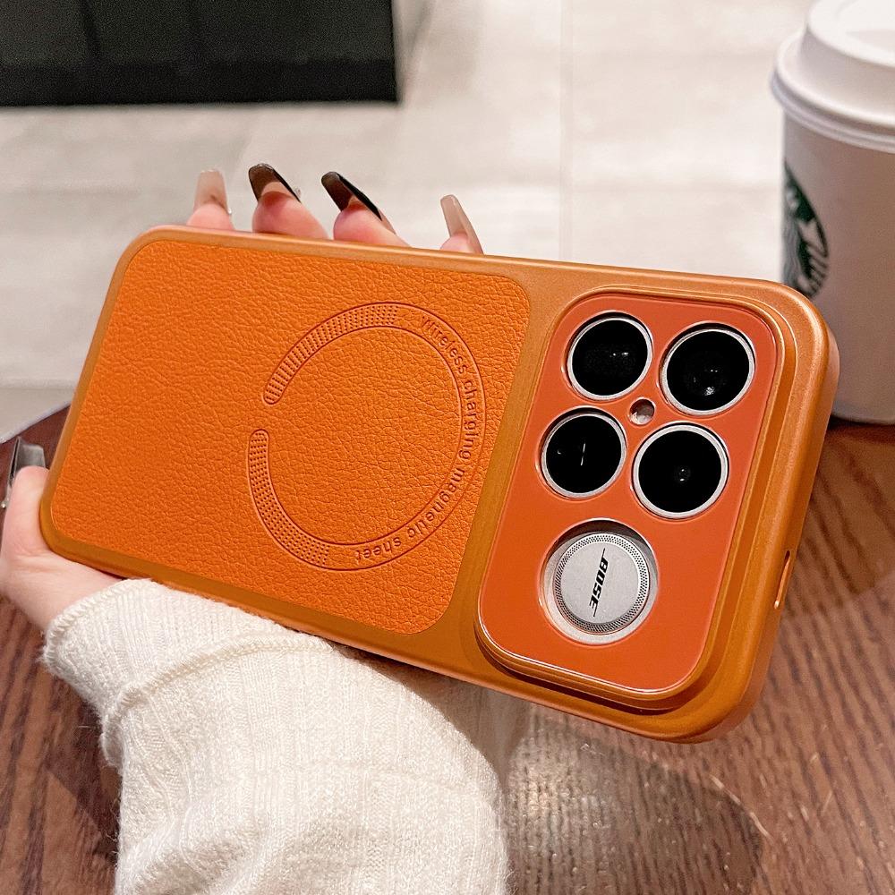 

Секунды меняются на 17Pro Max Роскошный магнитный чехол из кожи личи для Xiaomi POCO F8 Pro F8 Ultra Большая стеклянная защита камеры POCO F8 Pro оранжевый