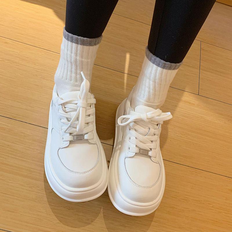

Little white shoes women s single network 2025 summer new thick-soled breathable versatile casual shoes lace-up student board shoes women 35 белый