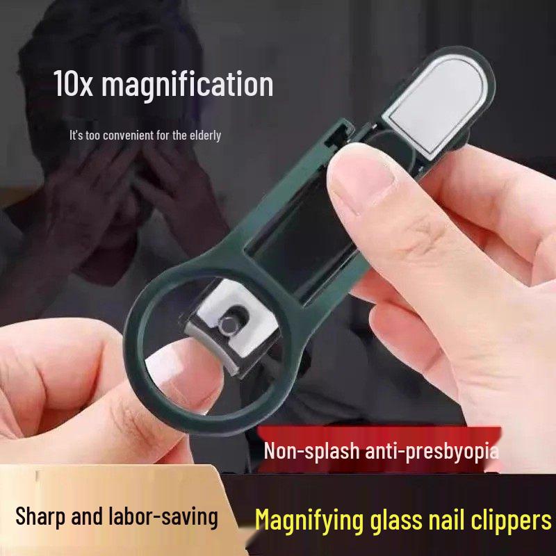 Elderly Splash-Proof Nail Clippers with Magnifying Glass