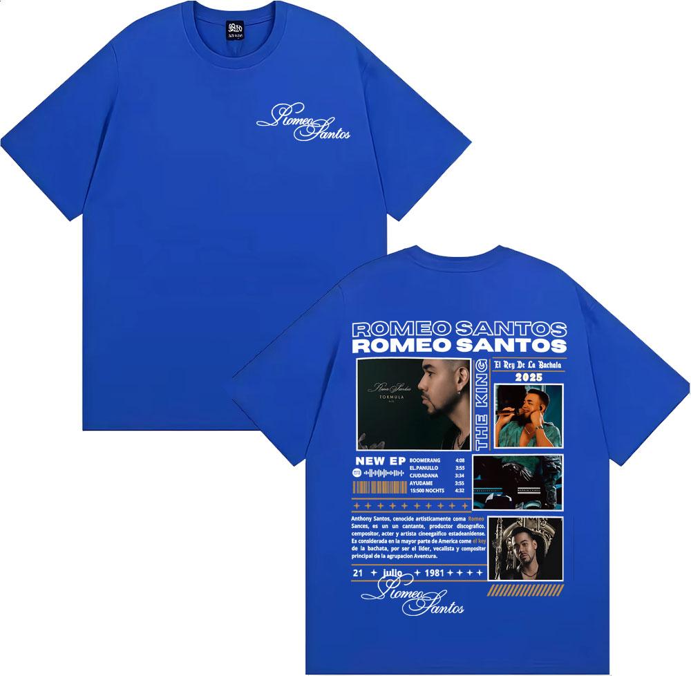 Rapper Romeo Santos The King Tormula Tour 2025 Graphic T Shirts Men's Clothing Fashion Hip Hop O-Neck Cotton T-shirts Streetwear