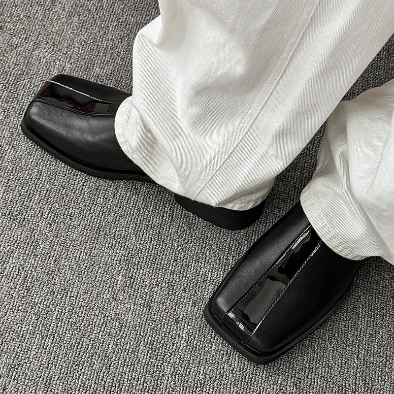 Fashion Fashion Men's Leather Shoes Minimalist British style Party dress Daily Work Office Thick soled high-quality shoes 38-46 Black