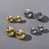 Niche High-Grade Metal Copper-Plated 18K Real Gold Texture Pleated Semicircle S925 Silver Needle Stud Earrings Personalized Temperament Earrings