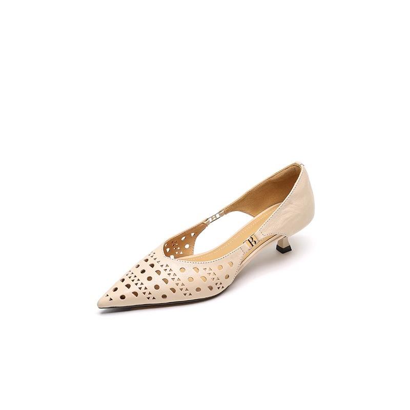 Sheepskin Version~ 2025 New French Beautiful Hollowed-out One-pedal Pointed Head Thin Heel Shallow Mouth Single Shoes Hole Shoes Outer Wear