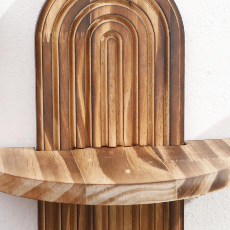 Wood Arched Wall Shelf Oval Shape Hanging Shelf Wall Mount Book Plant Display Rack for Living Room Bedroom Decors