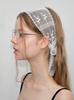 1pcs Cute Sweet Flower Lace Neck Strap Dressing Decoration Korean Style Hair Band Neckerchief Transparent Long Ribbon Head Scarf