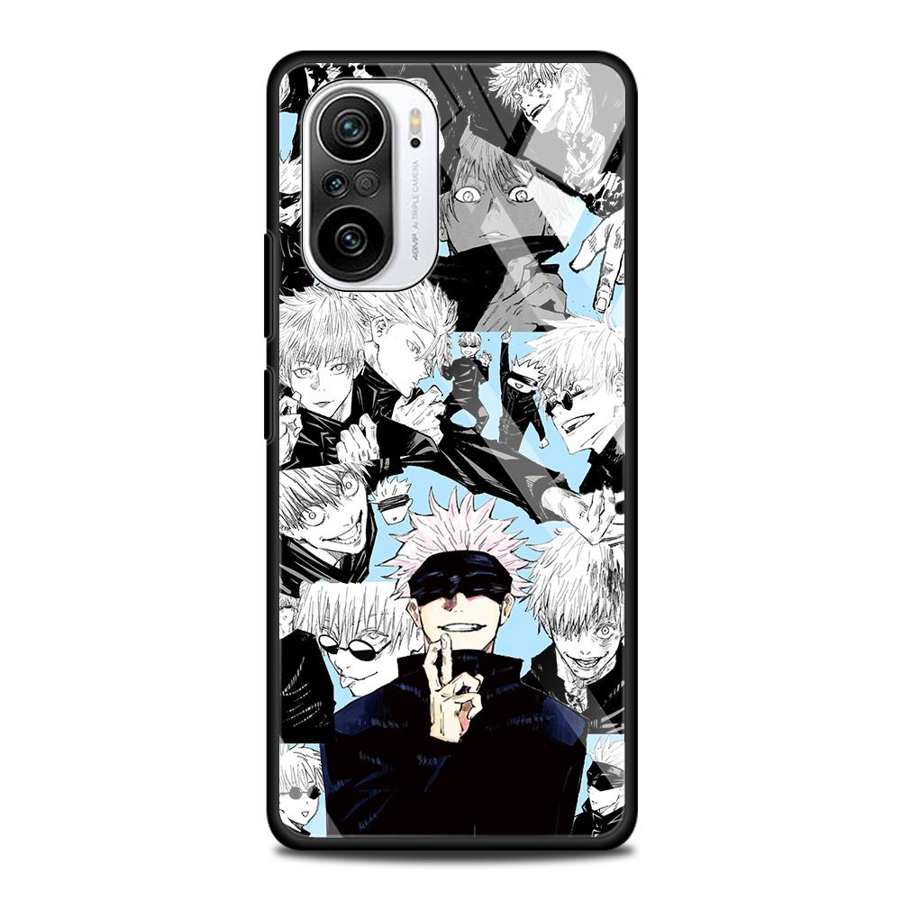 Jujutsu Kaisen Anime Tempered Glass Case Funda For Xiaomi Redmi Note 9S 10 11 9 8 Pro 10S 8T 9T 9A 9C K40 Back Shell Cover Coque