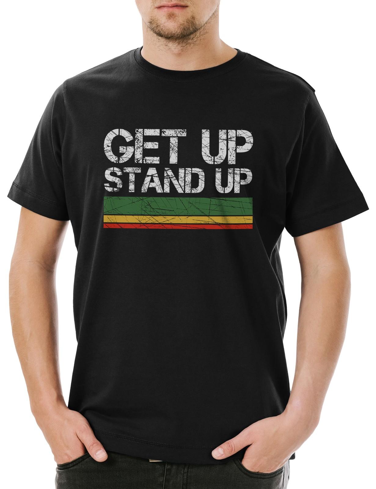 Get Up Stand Up Herren T-Shirt Mens Womens Tees Top Rasta Rastafari Jah Irie Zion Reggae Babylon M