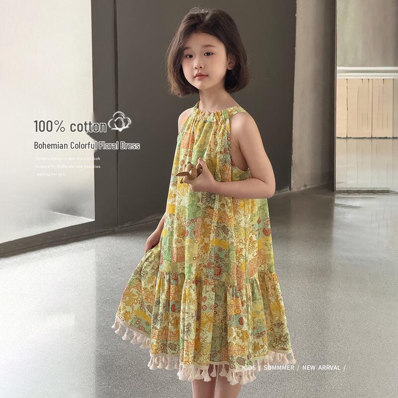 Tutu Little Elephant Girls  Bohemian Tassel Halter Dress 120