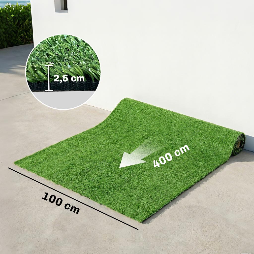 Artificial Grass 100x400cm Self Draining Outdoor Carpet With 10mm Height Green
