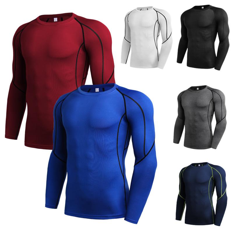 Men's T shirt Tights Sports Elastic quick-drying Compression Long Sleeve Fitness clothing Running Training clothing S M L XL XXL 3XL