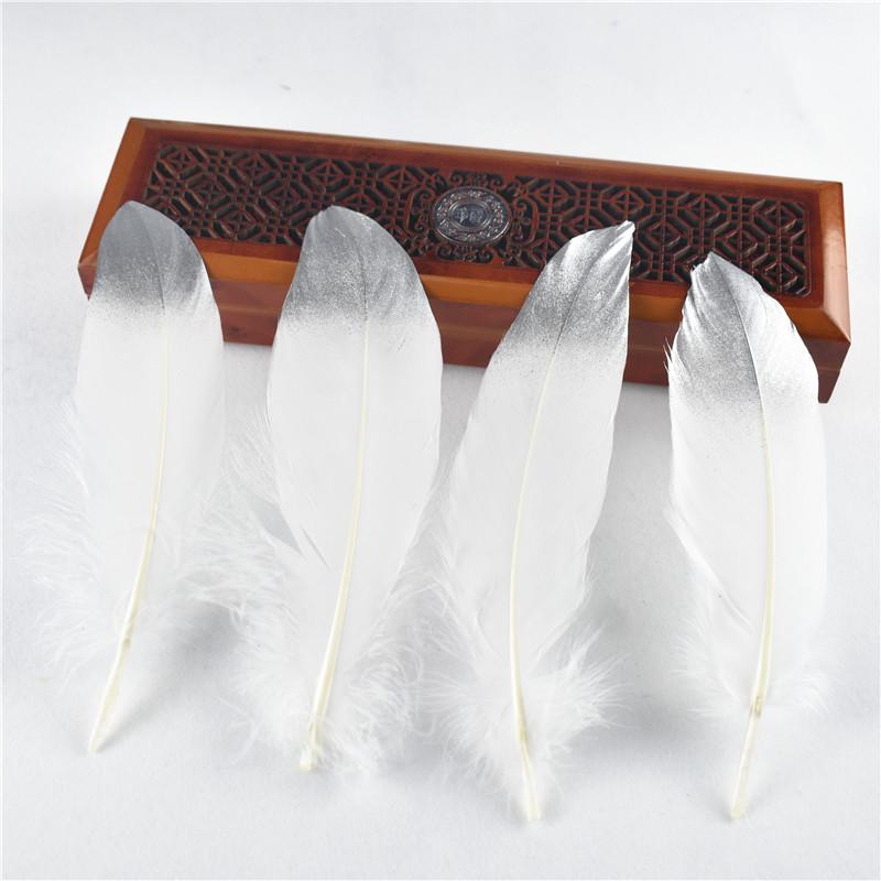 50Pcs Dip Golden Head Goose Feathers 15-20cm/6-8" Gold Feathers Natural Pheasant Feather for Crafts Assesoires Plume Decoration
