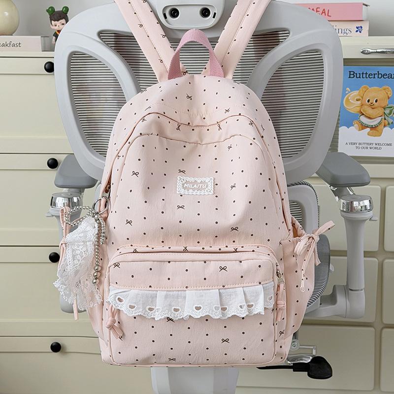 Mochila japonesa linda chica encaje lazo mochila alto valor estudiante campus mochila escolar niñas viaje mochila pequeña