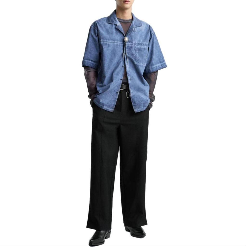 ZARA Casual Pants Men's Black Moderate Wide Leg Pants 05320303800-33