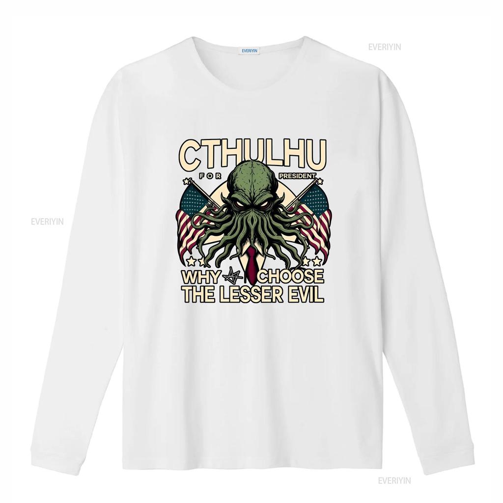 Vintage Cthulhu For President Funny Evil Slogan Print Casual Streetwear T Shirt vintage Washed homme Versatile Stylish Soft
