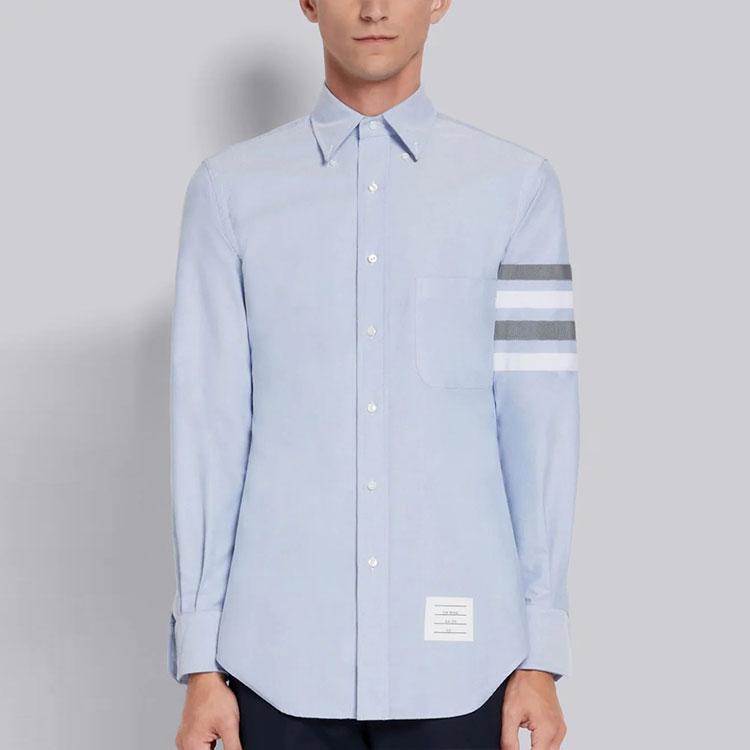 THOM BROWNE Hemden Herren Blau Revers Moderat Sonstige MWL319A-06177-480