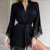 1011 spring popular satin sexy lace long-sleeved nightgown loungewear simple and comfortable casual approval
