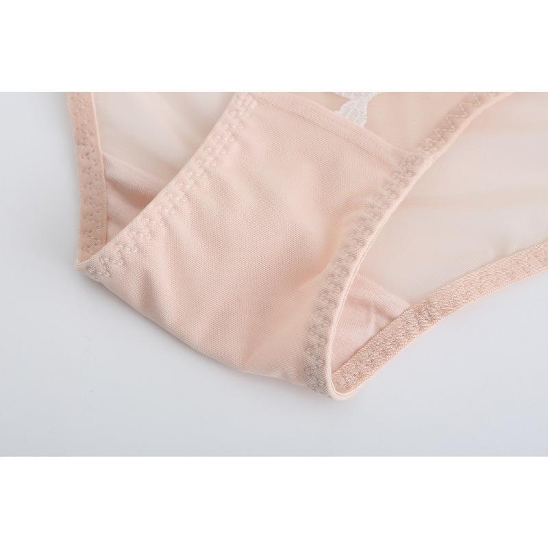 Women's Sexy Lingerie Rabbit Ears Cup Flower Embroidery Lace Underwear Soft Steel Ring Large Breasts Show Small Bra Set