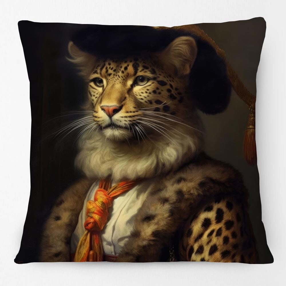 European Retro Vintage Royal Animals Portraits Leopard Panther Dog Cat Cushion Covers Sofa Pillowcase