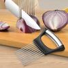 1pc Stainless Steel Onion Slicer Tool Portable Kitchen Potato Chip Onion Holder For Vegetables & Meat